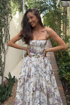 Rayon Printed Strap Pleated Chic Maxi Dress image 4