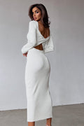 Solid Slim Convertible Backless Sweater Dress image 1