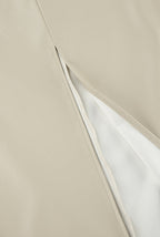 Khaki PU Leather High Waist Split Midi Skirt image 8