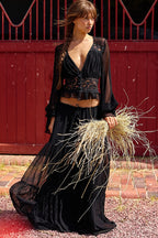 Sexy Lace Chiffon Open Front Wrap Maxi Dress image 2