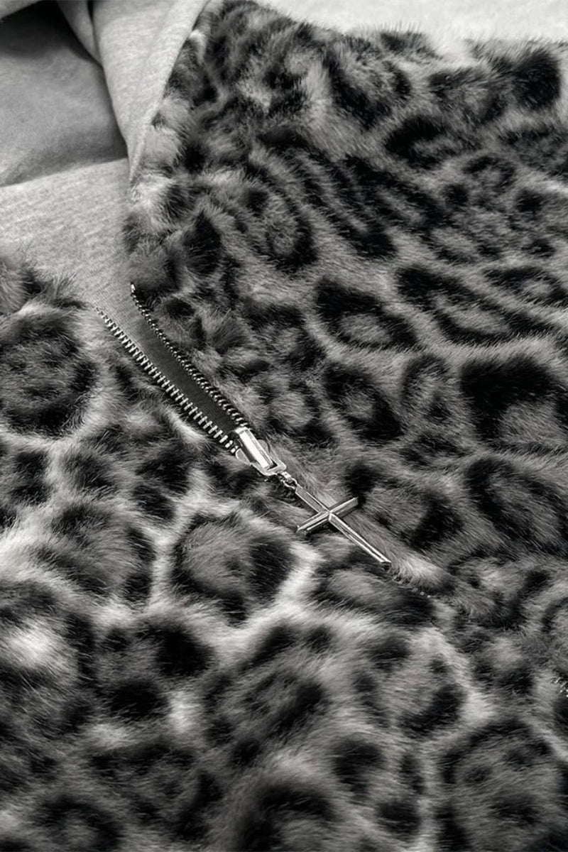 Reversible Vintage Leopard Zipper Hoodie image 3