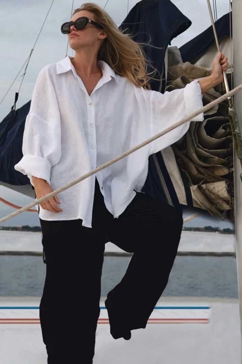 Casual Loose Fit Solid Color Blouse image 5