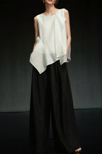 White Irregular Ruffle Sleeveless Blouse image 5