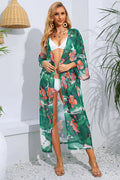 Printed Long Sleeve Tie Beach Cover Up image 1