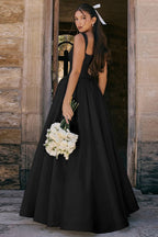 Elegant Solid A Line Long Prom Dress image 9