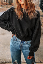 Acid Back Wash Open V-shape in Sweatshirt Black image 4