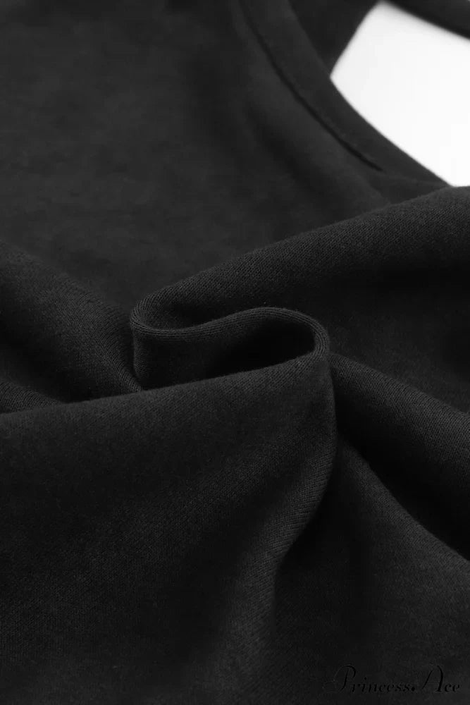 Acid Back Wash Open V-shape in Sweatshirt Black image 10