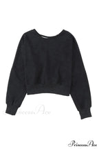 Acid Back Wash Open V-shape in Sweatshirt Black image 14
