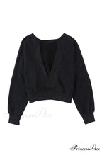 Acid Back Wash Open V-shape in Sweatshirt Black image 9