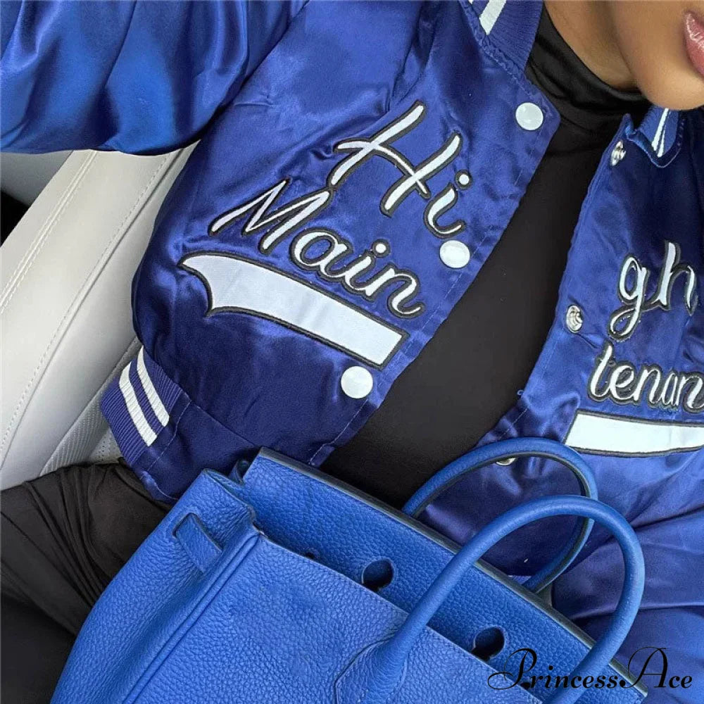 Active Letter Print Cropped Varsity Classic Bomber Jacket - Emerald Green image 3