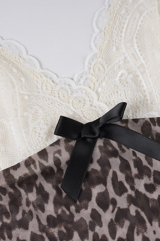 Leopard Lace Splice A Line Halter Top image 6