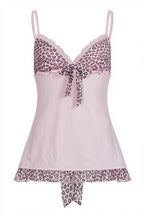 Pink Leopard Mesh Splice Tie Cami Top image 5