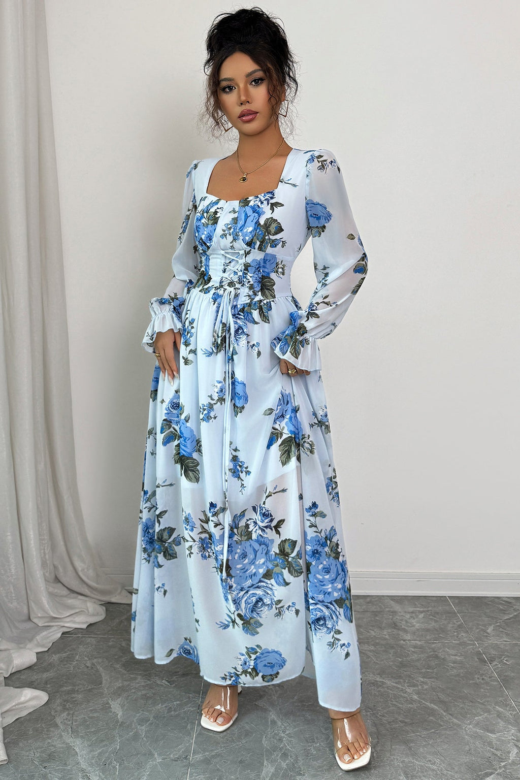 Simple Floral Long Sleeve Maxi Dress image 3
