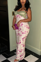 Contrast Lace Floral Cami Maxi Dress image 4
