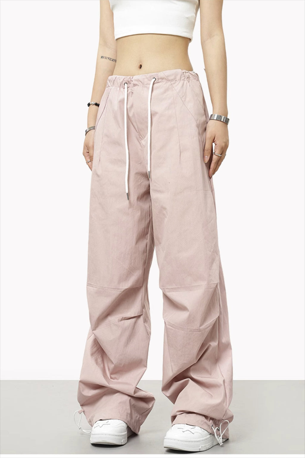 Athletic Casual Solid Drawstring Elastic Waist Pants image 4