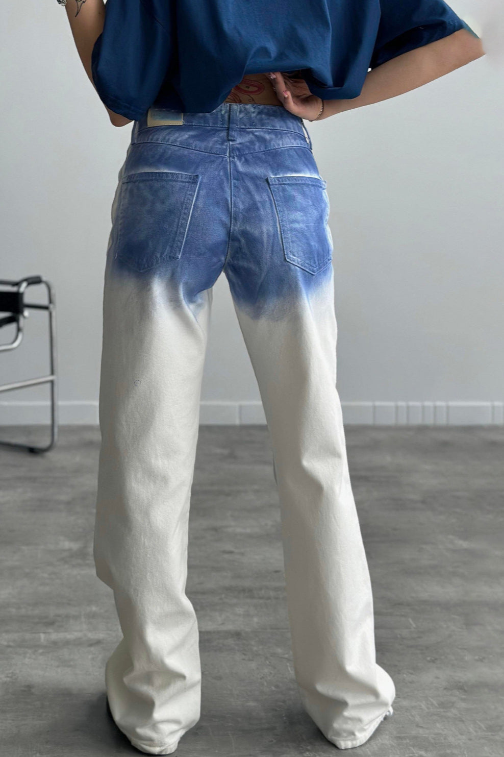 High Waist Printed Dyed Straight Jean image 3