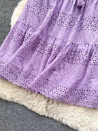 Soleil Eyelet Skirt detail view styled for Avrienne