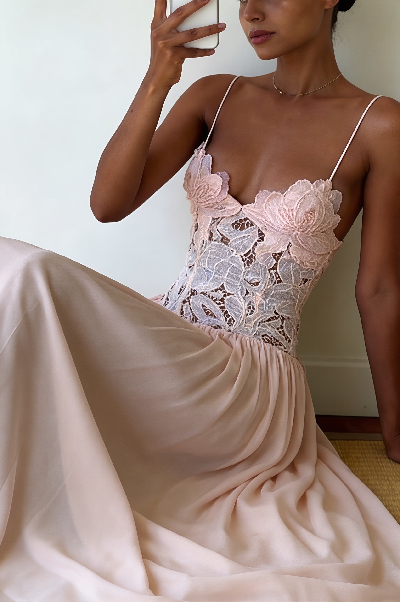 Elegant Lace Hollow Splice Chiffon Dress image 11