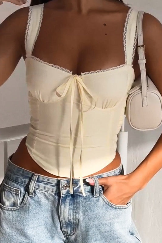 Elegant Sexy Versatile Lace Trim Cami Top image 2