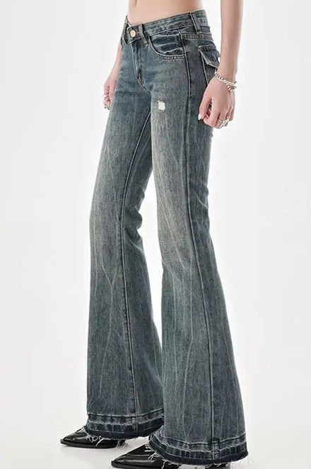 Slim Fit Low Waist Micro Flare Jeans image 9