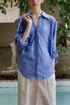 Minimalist Casual Vibe Linen Loose-fit Blouse image 4