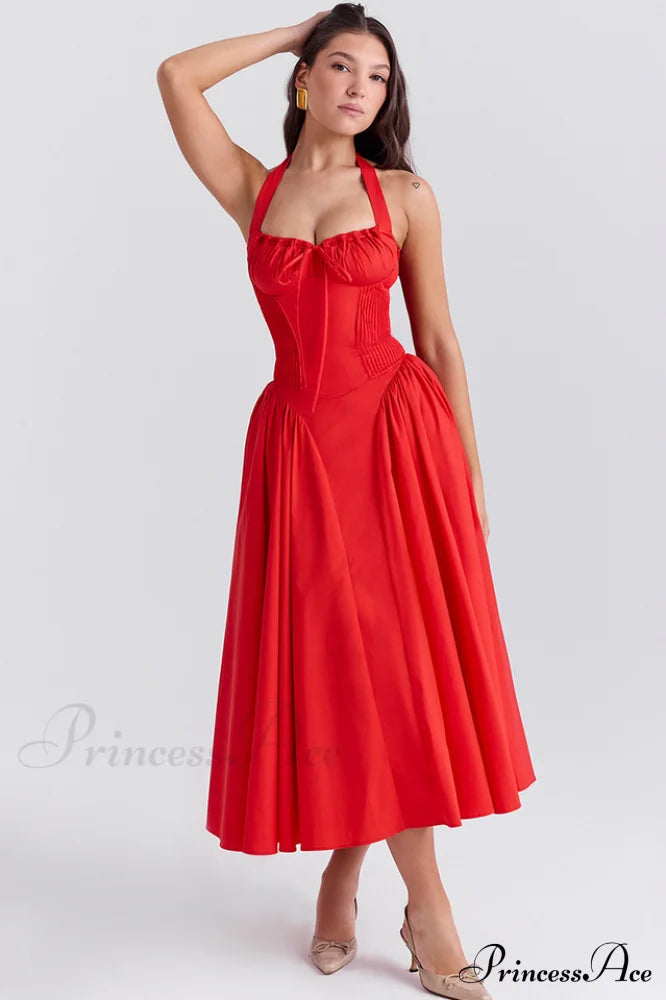 Adabella Cotton Stylish Halter Midi Sundress image 38