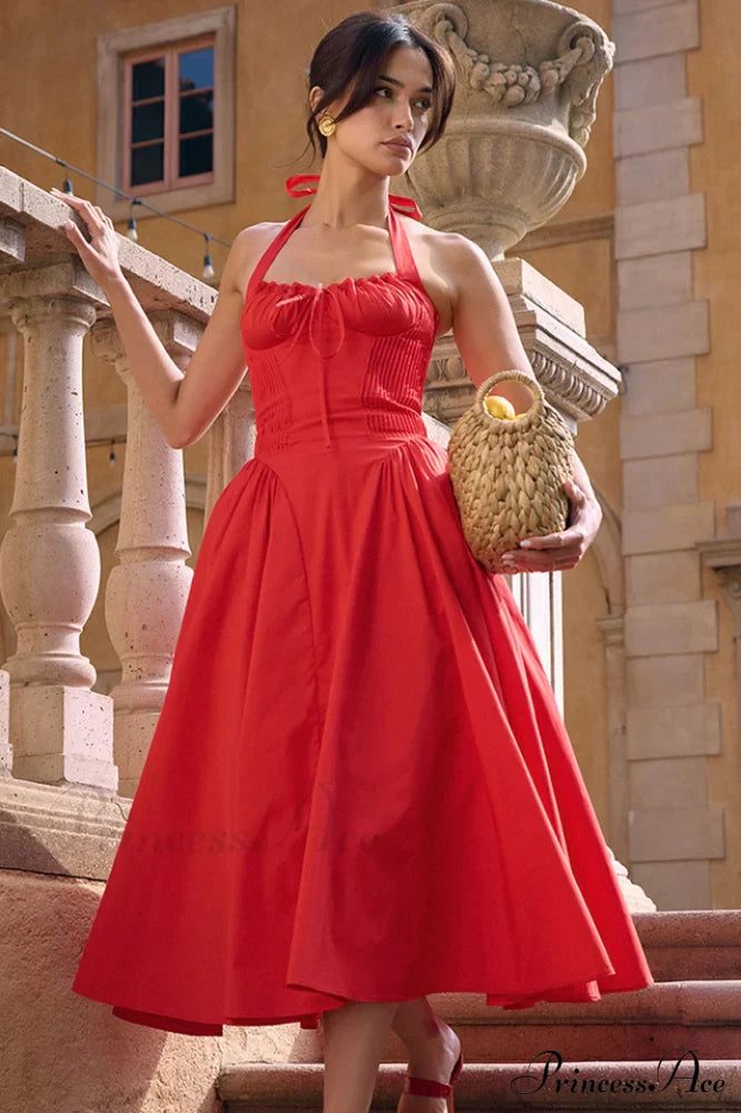 Adabella Cotton Stylish Halter Midi Sundress image 42