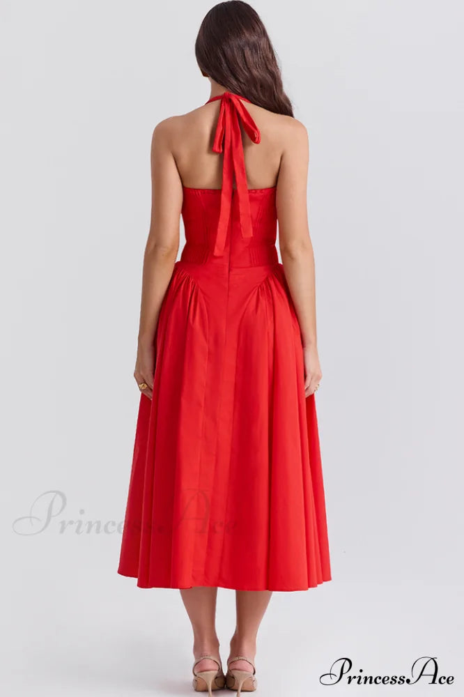 Adabella Cotton Stylish Halter Midi Sundress image 41
