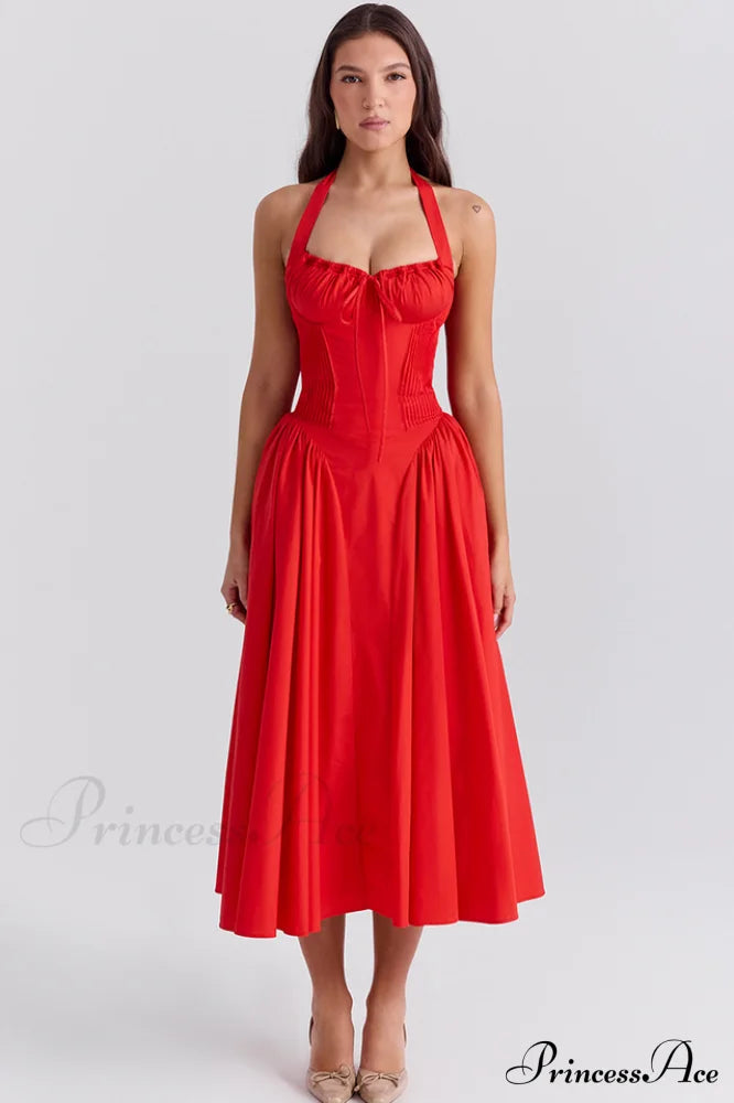 Adabella Cotton Stylish Halter Midi Sundress image 37