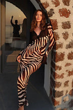 Chiffon V-Neck Slim Fit Long Sleeve Maxi Dress image 2