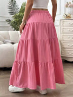 Capri Tiered Maxi Skirt detail view styled for Avrienne