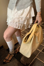 High Waist Tiered Ruffle A Line White Mini Skirt image 4