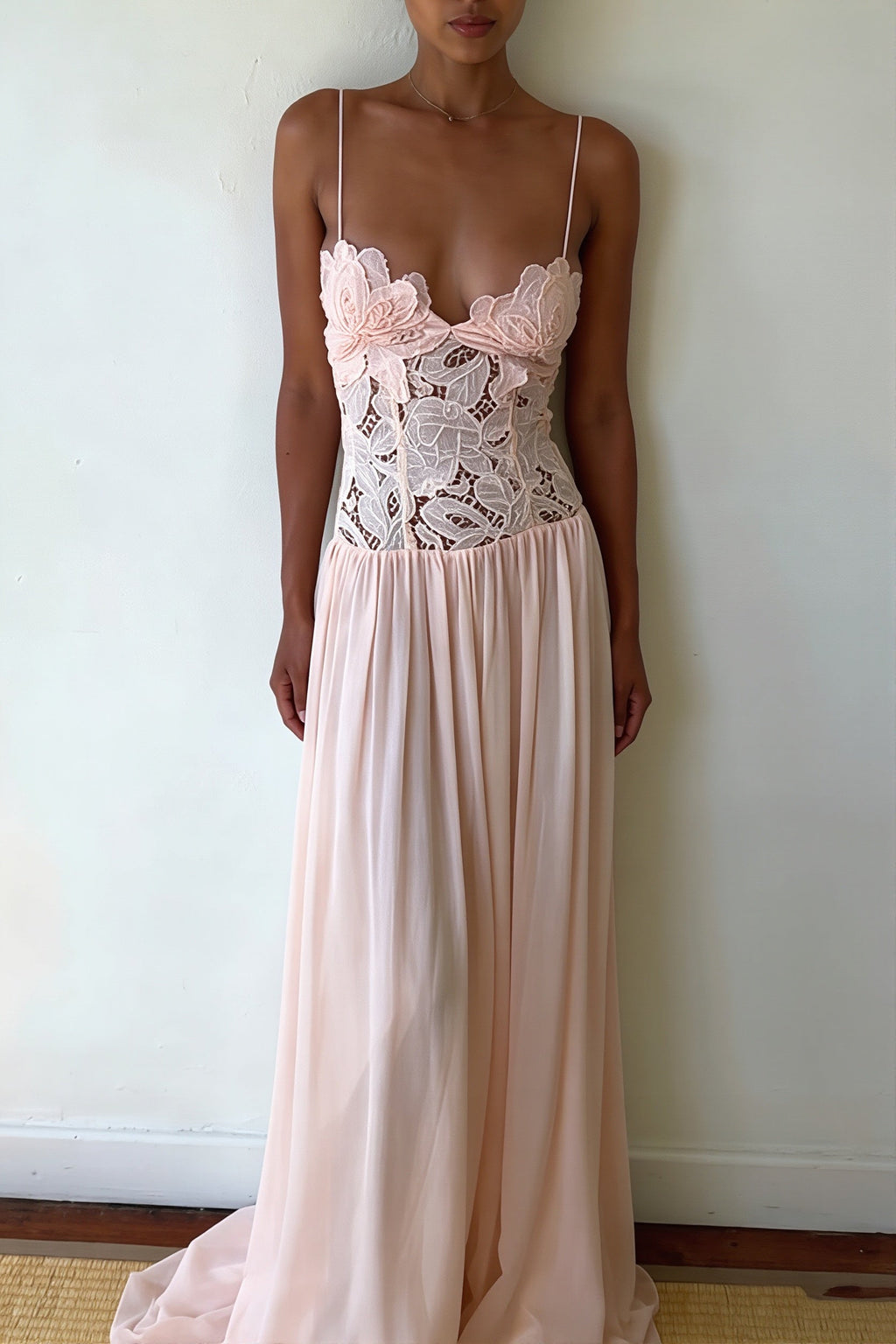 Elegant Lace Hollow Splice Chiffon Dress image 8