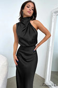 Addison Stretch Satin Charming Long Sleeve Midi Dress image 5