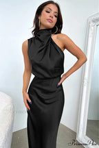 Addison Stretch Satin Charming Long Sleeve Midi Dress image 5