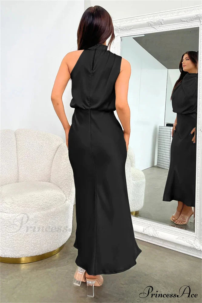 Addison Stretch Satin Charming Long Sleeve Midi Dress image 3