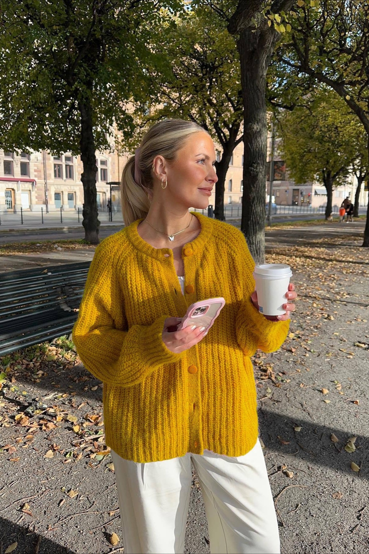 Solid Knit Round Neck Long Sleeve Cardigan image 1