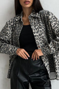 Vintage Leopard Print Denim Blouse image 1