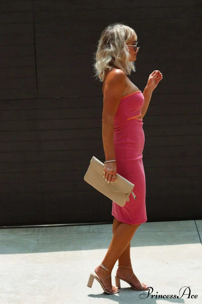 Adelaide Stripe Cutout Charming Rib Midi Tube Dress image 19