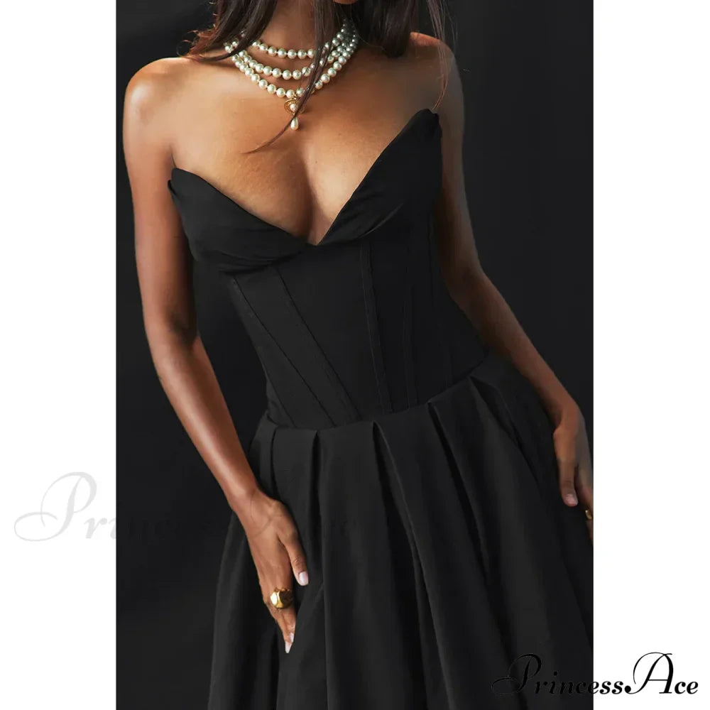 Adriana Midi A-Line Charming Strapless Corset Dress image 13