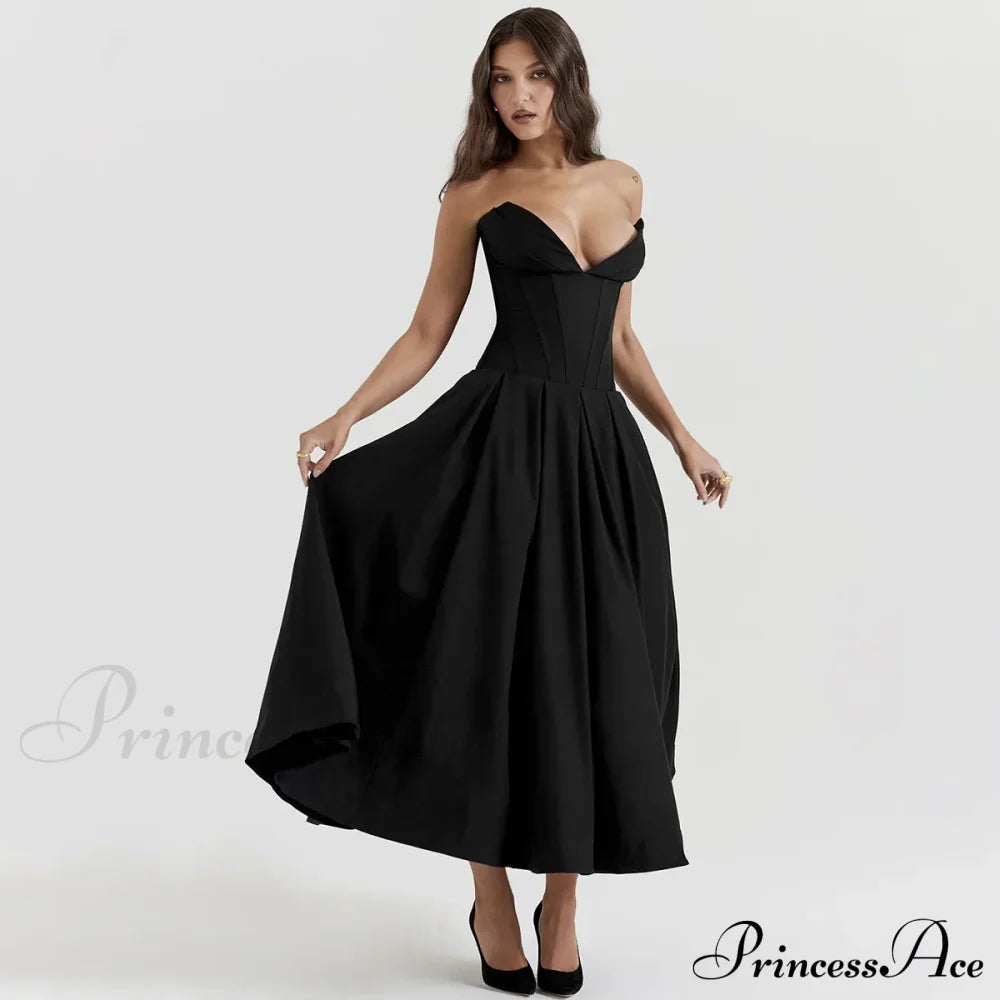 Adriana Midi A-Line Charming Strapless Corset Dress image 8