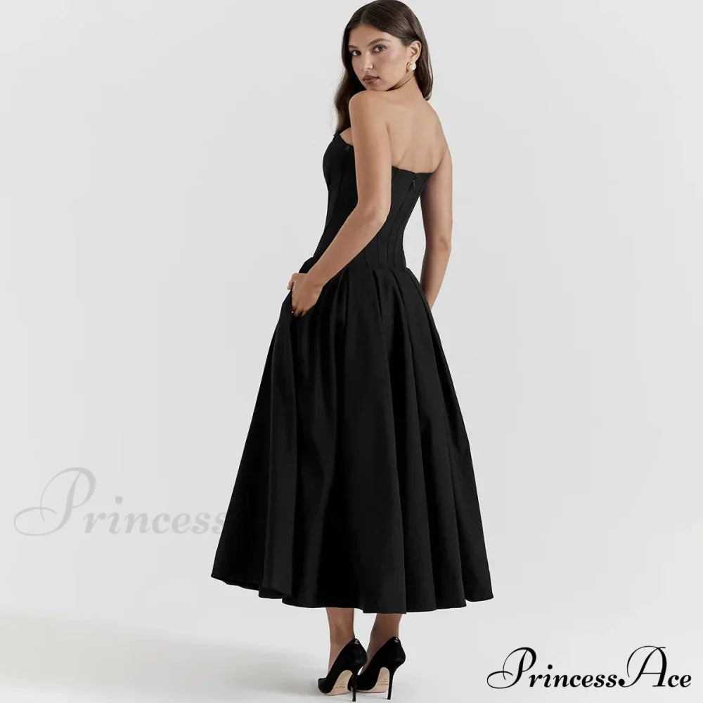 Adriana Midi A-Line Charming Strapless Corset Dress image 7