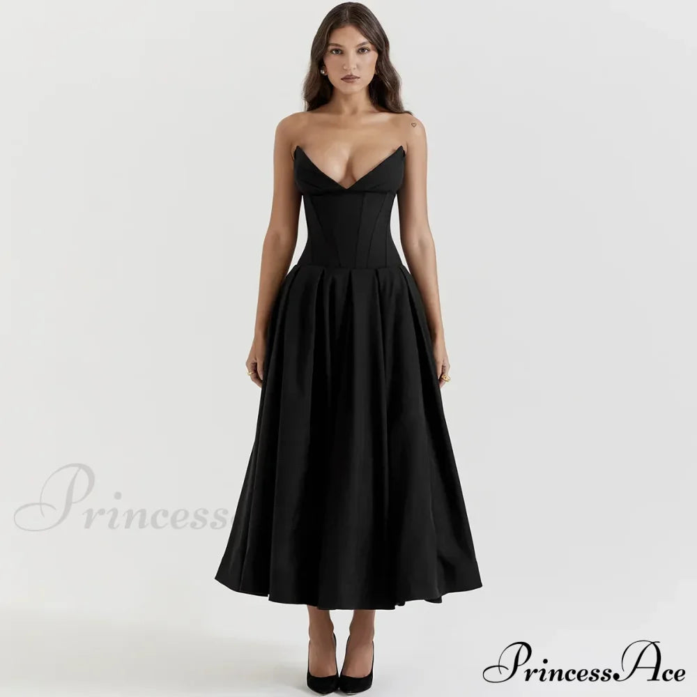 Adriana Midi A-Line Charming Strapless Corset Dress image 4