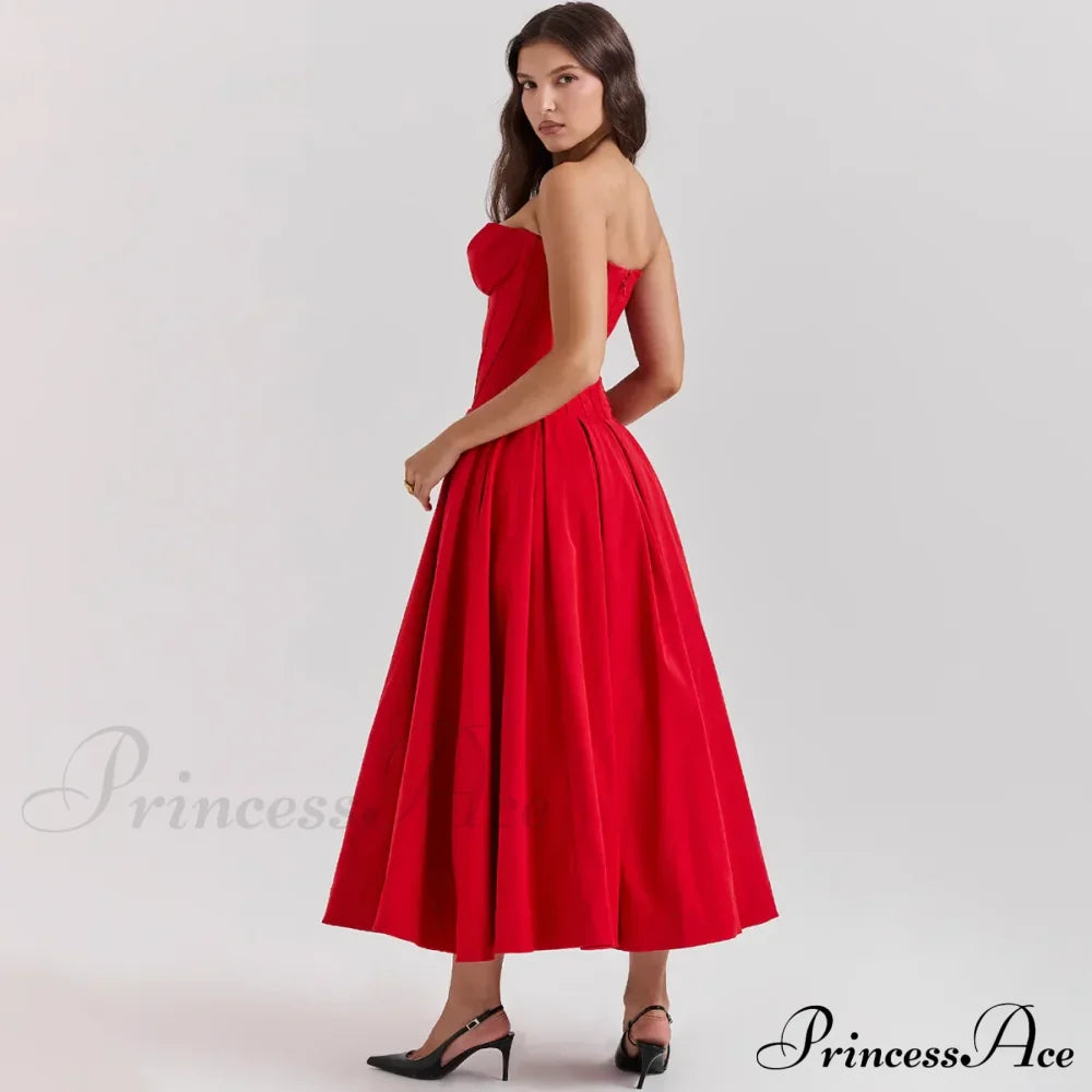 Adriana Midi A-Line Charming Strapless Corset Dress image 3