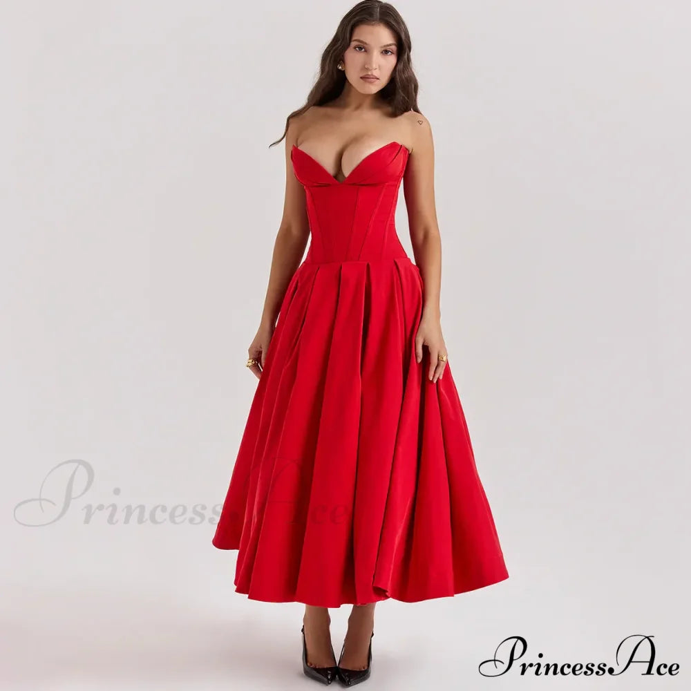Adriana Midi A-Line Charming Strapless Corset Dress image 2