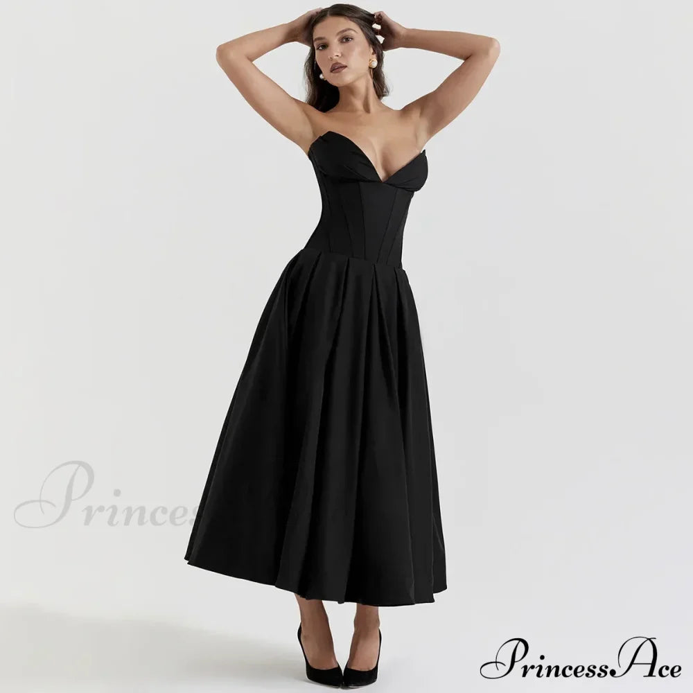 Adriana Midi A-Line Charming Strapless Corset Dress image 9