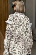 Elegant Leopard Print Cotton Long Sleeve Blouse image 3