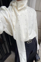 Ribbon Polka Dot Loose Commuter Blouse image 3