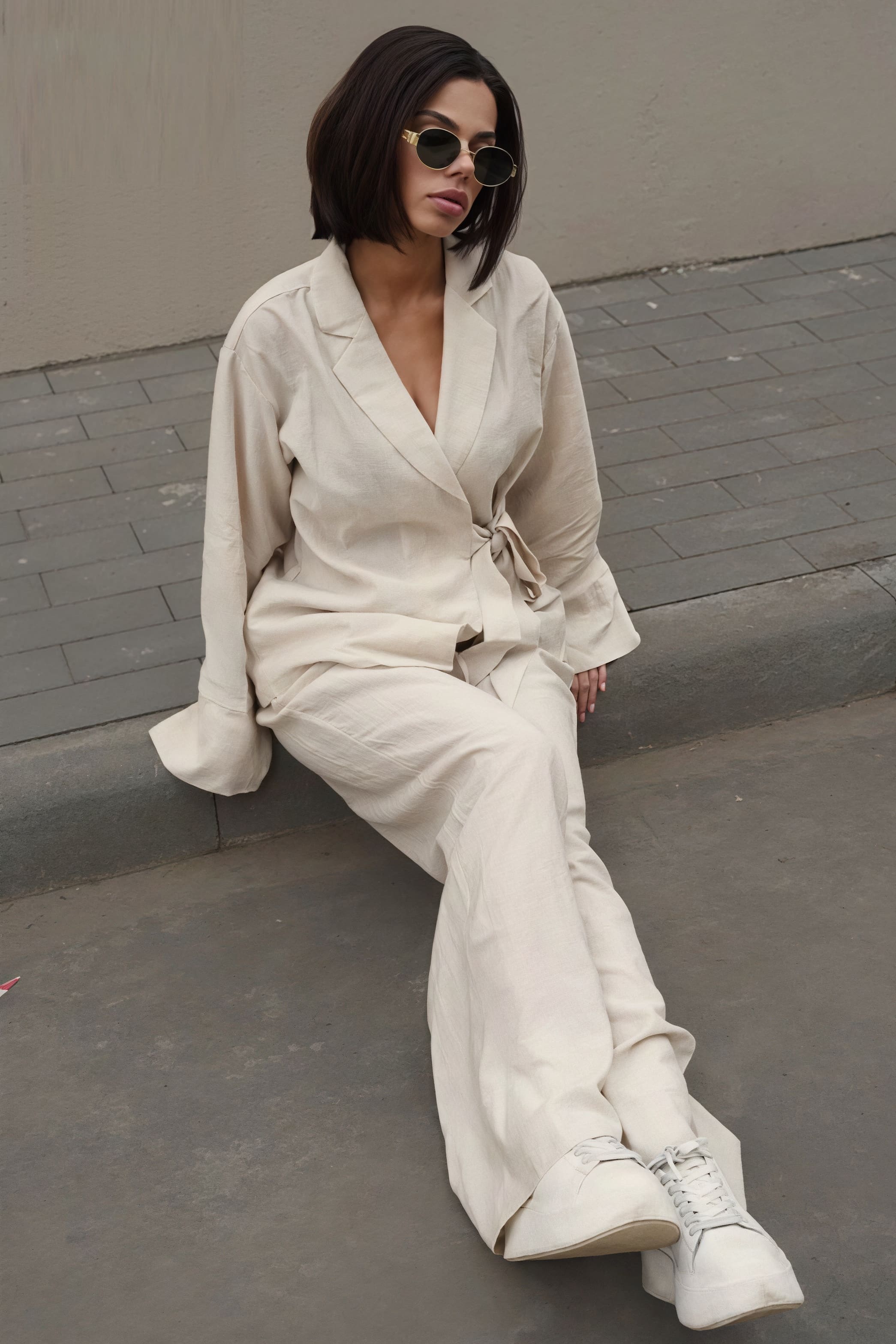 Tie Front Cardigan Loose Pants Two Piece Set image 6