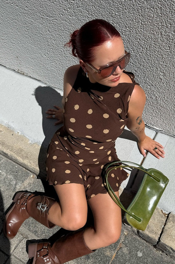 Polka Dot Ruched Bodycon Mini Dress image 1